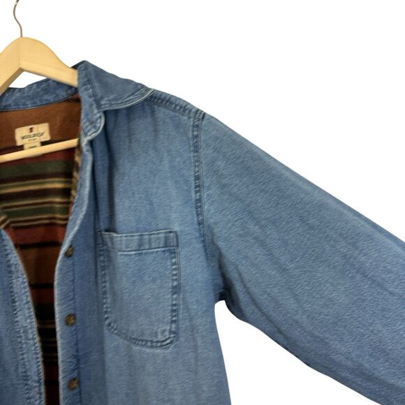 Woolrich Large Shacket Jean Jacket Fleece Lined Button Chore Barn Western Womens - Picture 8 of 16